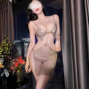 Sheer Lace-up Sling Mini Dress, V-neck Sleeveless Polyester One-piece