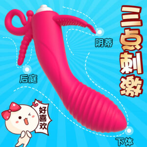 Jade Rabbit Rechargeable Suction Massager Vibrator in Rose Red