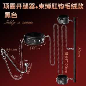 Stainless Steel Anal Plug with Bondage Collar and Leg Spreader for Adult Couples