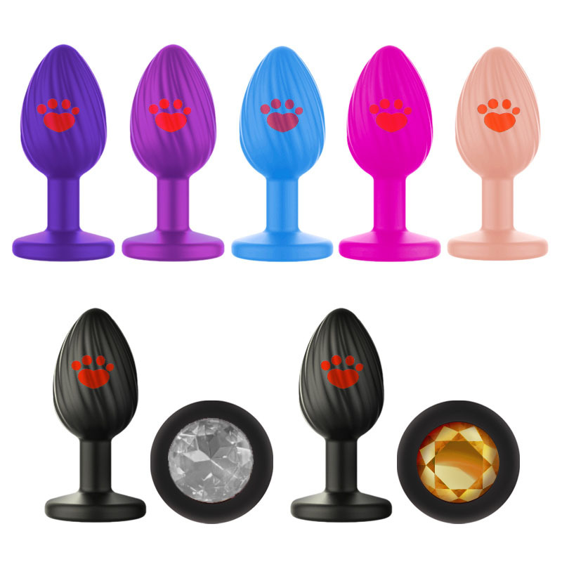 Cat Claw Threaded Silicone Anal Plug with Diamond Detail, Textured Butt Plug, Velvet Pouch Included - Image 5