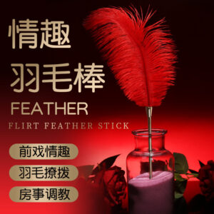 Feather Teasing Stick with Zinc Alloy Handle for Adult Couples