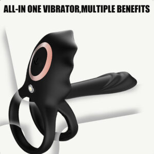Wireless Remote Control Vibrating Double Ring with Prostate Massager, Silicone Delay Cock Ring