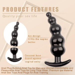 Soft TPE Anal Beads Plug with Five Curved Beads for Prostate Training