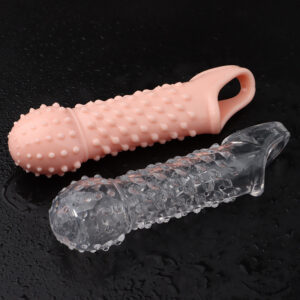 Triple-Set Textured Extension Sleeve Kit, TPE, Clear, Manual Use