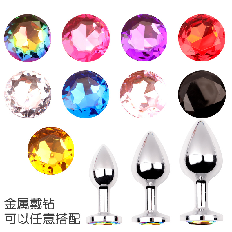 Metal Anal Plug Set with SM Tail, 3-Piece Diamond Design, Long-Term Wearable - Image 3