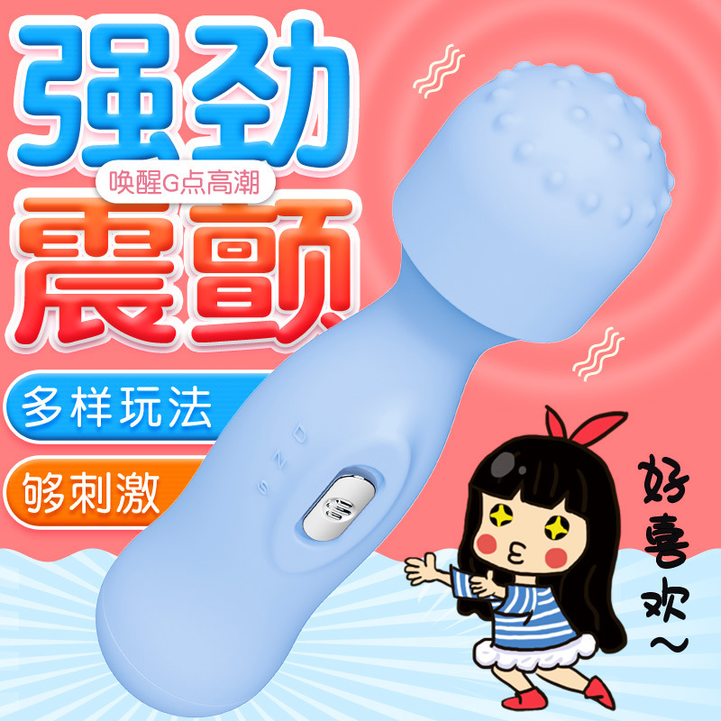 Rechargeable Mini AV Vibrator, Frequency-Conversion Massage Stick, Pink or Blue - Image 3