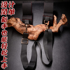 SM Leg-Spreader Restraint Strap, Metal Hardware, Black-Red Bondage Training Tool