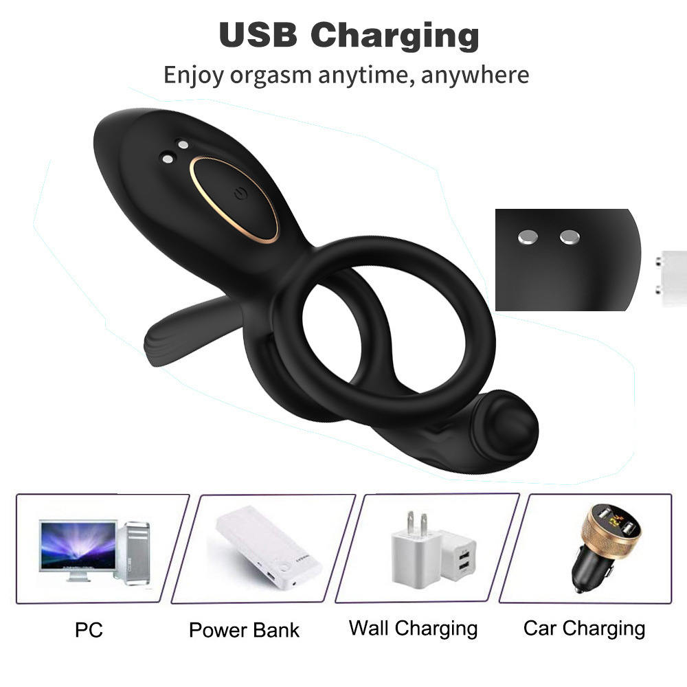App-Controlled Vibrating Lock Ring with Remote, Dual Rings, Liquid Silicone, Prostate Toy - Image 3