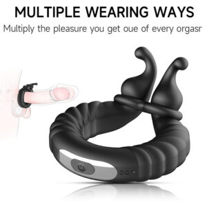 Rechargeable 10-Frequency Vibrating Silicone Lock Ring with Remote Control