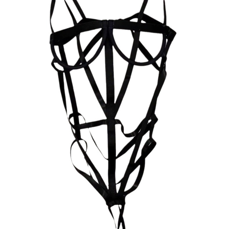 Women's Roleplay Bodysuit with Strap Cutout Design, Polyester Costume Uniform Style, One Size - Image 5