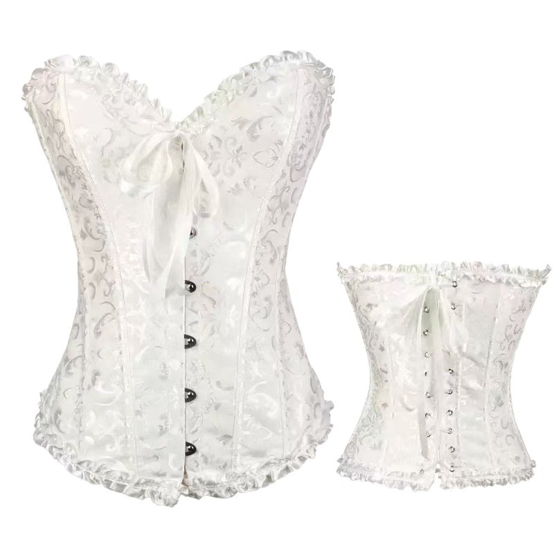Strapless Fishbone Corset Top with Pleated Lace, Tummy-Control Bridal Shapewear, Black Mesh Skirt - Image 5
