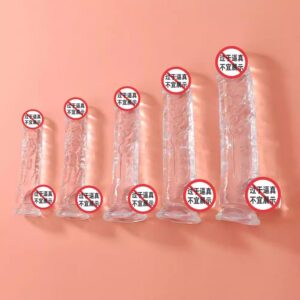 Transparent Crystal-Effect Dildo with Egg Texture, TPE, 14 cm