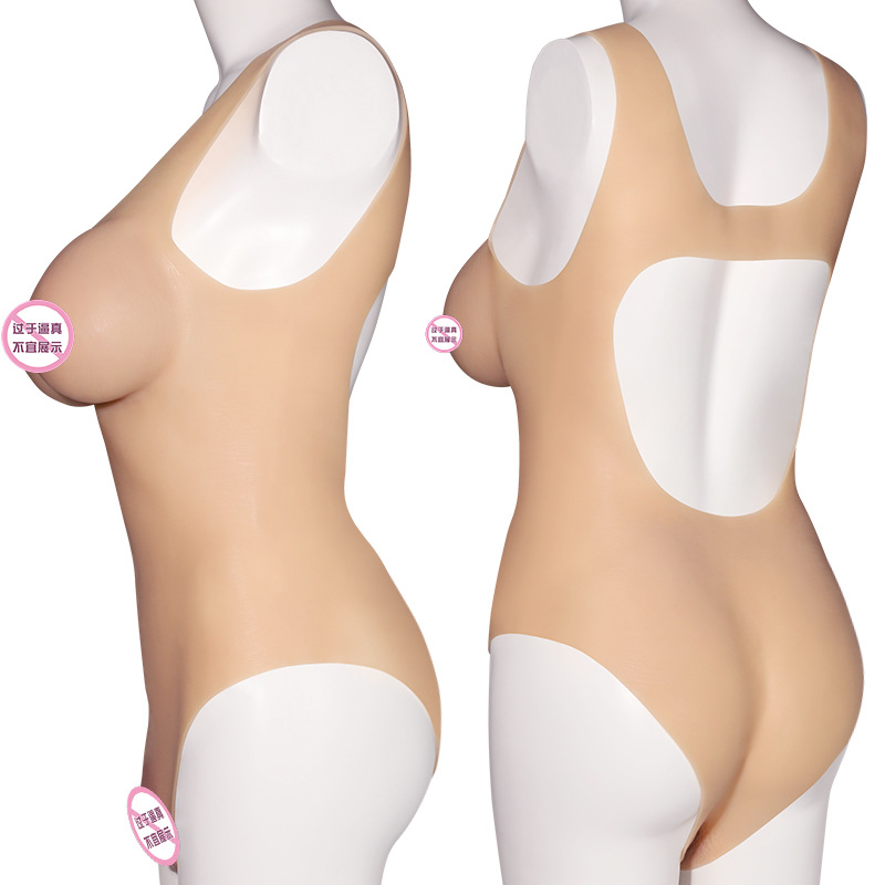 Jiuai V-Neck Silicone Breast Forms, Skin-Tone F-Cup Crossdressing Prosthetics - Image 5