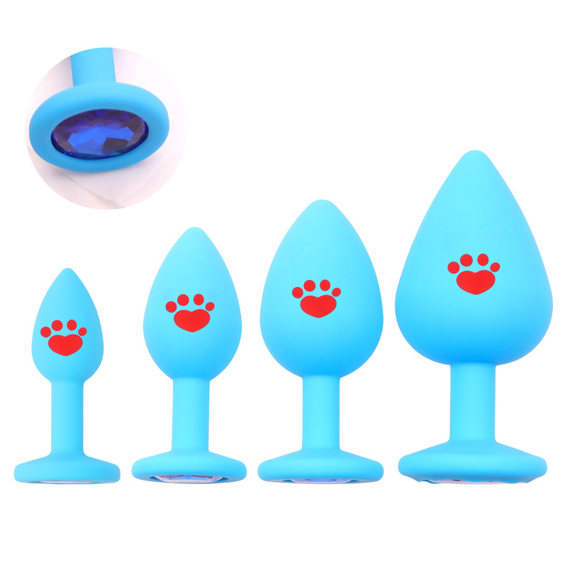 Cat Paw Silicone Anal Plug with Rhinestones, Pink Beginner-Friendly Training Toy - Image 5