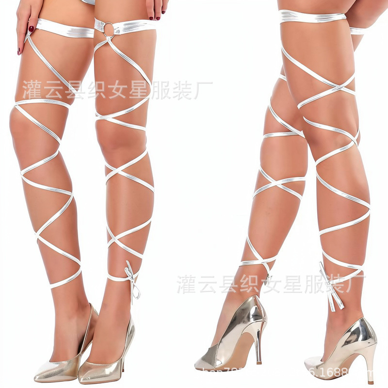 Cross-Leg Thigh Straps for Women, Fluorescent Green, 2025 Summer Nightclub Foot Accessories - Image 2