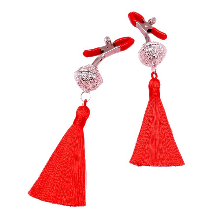 Tassel Bell Nipple Clamps with Metal Bells, Erotic SM Sensory Accessory, Adult Wearable Toy - Image 5
