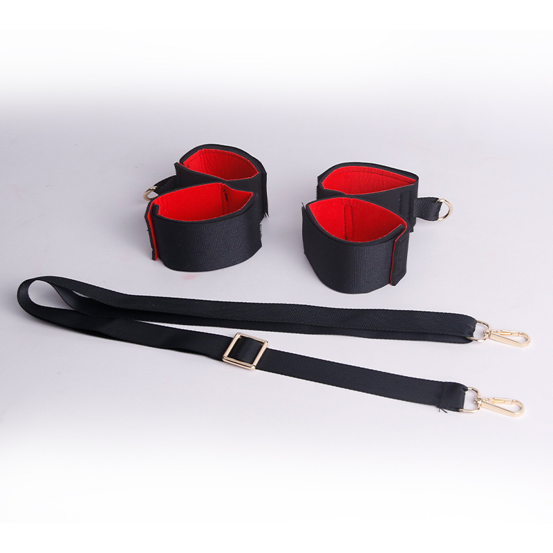 SM Simple Bondage Split Leg Belt with Handcuffs, Adjustable Couple Restraint Strap - Image 5