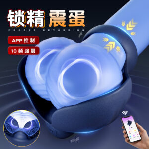 APP-Controlled Vibrating Egg Lock with Silicone Scrotum Sleeve for Adult Training