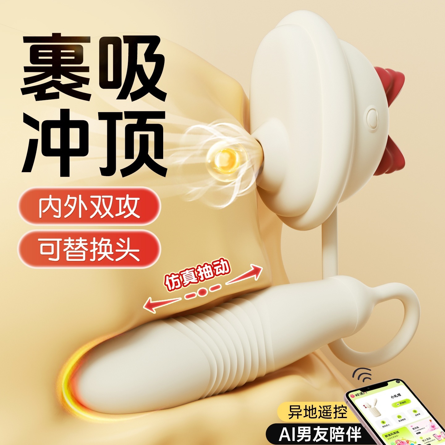 Mystery Girl Mini Vibrating Egg with Suction, Telescopic and Patting Functions, App Control - Image 2