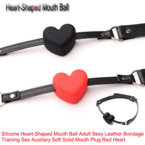Heart-Shaped Silicone Mouth Gag, Red Adjustable Bondage Mouth Harness
