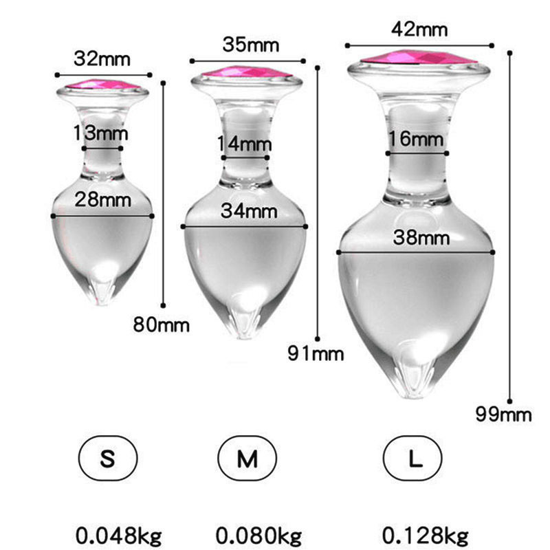 Crystal Glass Anal Plug with Beaded Design, Transparent Small Size for Beginners - Image 4