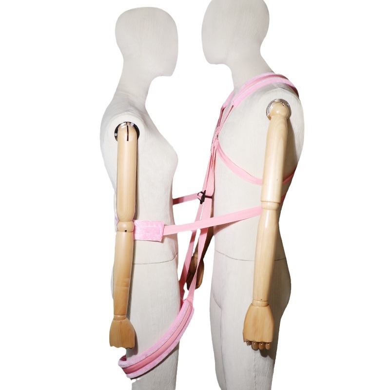 Door Swing Bondage Strap Set with Metal Hardware, Red and Black Fabric - Image 5