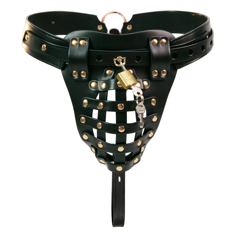 SM Restraint Set with Bird Cage Design in Black PU and Metal for Adult Role Play - Image 5