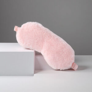 Bunny Plush Sleep Eye Mask in Purple Faux Silk Blackout Breathable Design