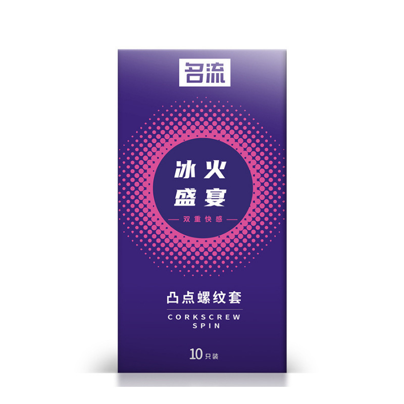 Celebrity Textured Condoms Ice and Fire Feast 10-Pack Ultra-Thin Latex Medium - Image 4
