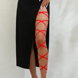 Sexy Cross Elastic Straps with Multi-Layer Leg Bands, Purple Single Piece