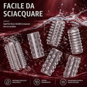 Men's Soft Silicone Penis Ring Set, 6-Piece Locking Rings, Stretchy Fit