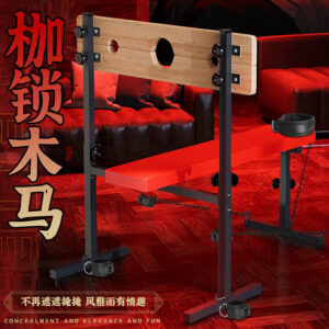 Jiuai SM Bondage Handcuffs Set with Iron Cuffs, PU Leather and Wooden Bench