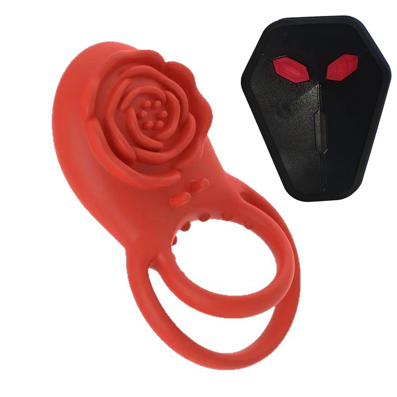 Rose Wireless Remote Vibrating Ring Prostate Massager, 8-Frequency Silicone Cock Ring - Image 5