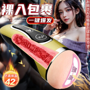 Electric Masturbator Aircraft Cup with Real Vaginal Liner, Automatic Heating and Voice Function