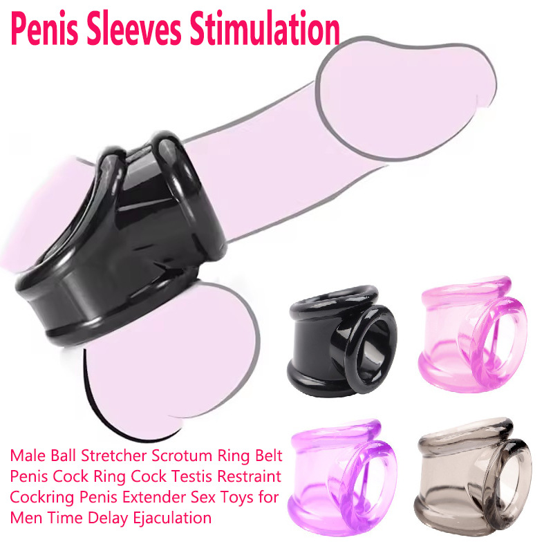 Square Lock Ring for Men, Three-Ring TPE Delay Ring, Black Slip-on Cock Ring - Image 2