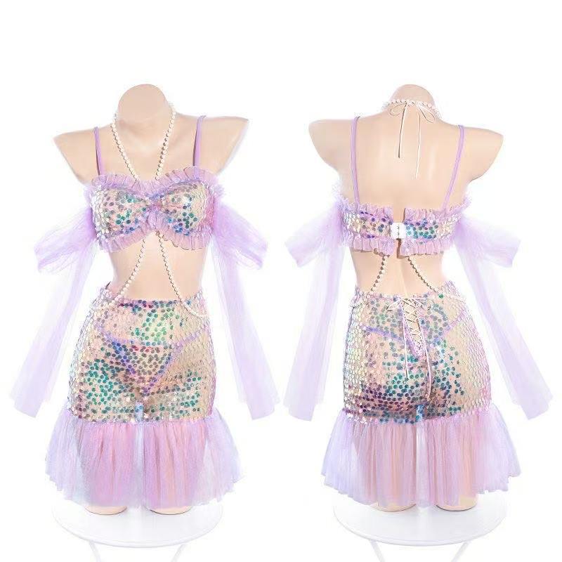 Mermaid Princess Adult Costume Set with Sequin Top, Bodycon Skirt and Thong - Image 5