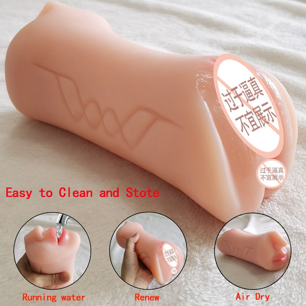 Double-Headed Manual Masturbator Cup with Three Channels, TPE Dual-Entry Design - Image 4