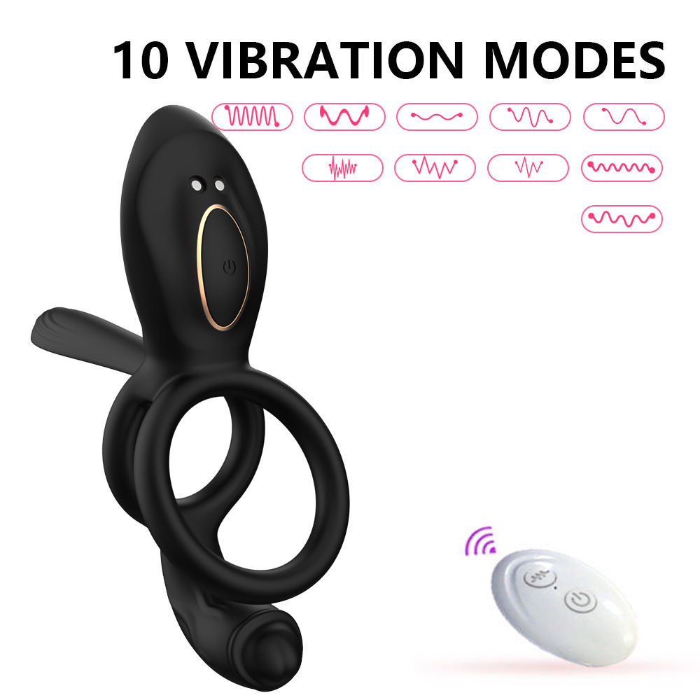 App-Controlled Vibrating Lock Ring with Remote, Dual Rings, Liquid Silicone, Prostate Toy - Image 2