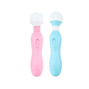 Baby Bottle AV Wand Vibrator, Silicone Body-Control Massager in Pink or Blue