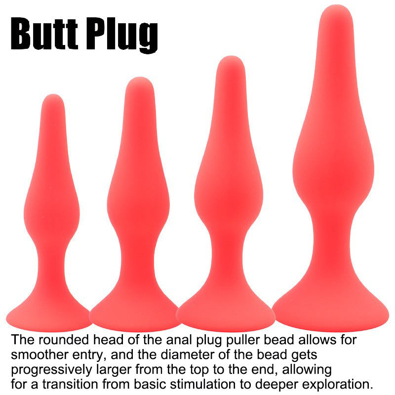 Suction Cup Anal Plug, Silicone Anal Beads Training Strip, Black - Image 3