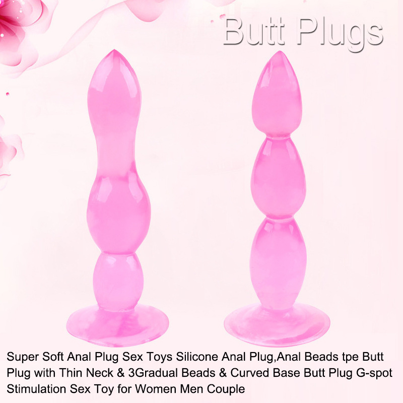 Chrysanthemum Wearable Anal Beads Plug, Suction Cup Base, TPE, Triple Bead Black - Image 2