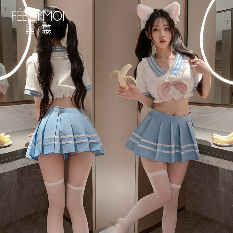 Feimu Selects JK Uniform Costume Set with Pleated Skirt, Tie and Thong - Image 3