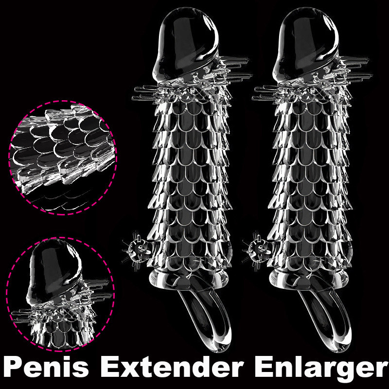 Dragon Scale Textured Penis Sleeve, TPE Wolf Tooth Design, Reusable Adult Toy for Men - Image 2