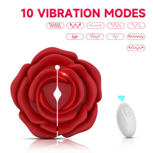 Remote Control Rose Vibrating Clamps, 10-Frequency USB Rechargeable Nipple & Labia Massager
