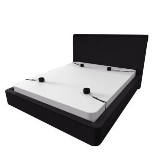 Leather Bed Restraint Strap Set for Role-Play Bonding Training, Black