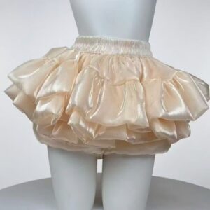 Sweet Lolita High-Waisted Puffy Mini Skirt, White Cake-Layer Design, Petite Fit