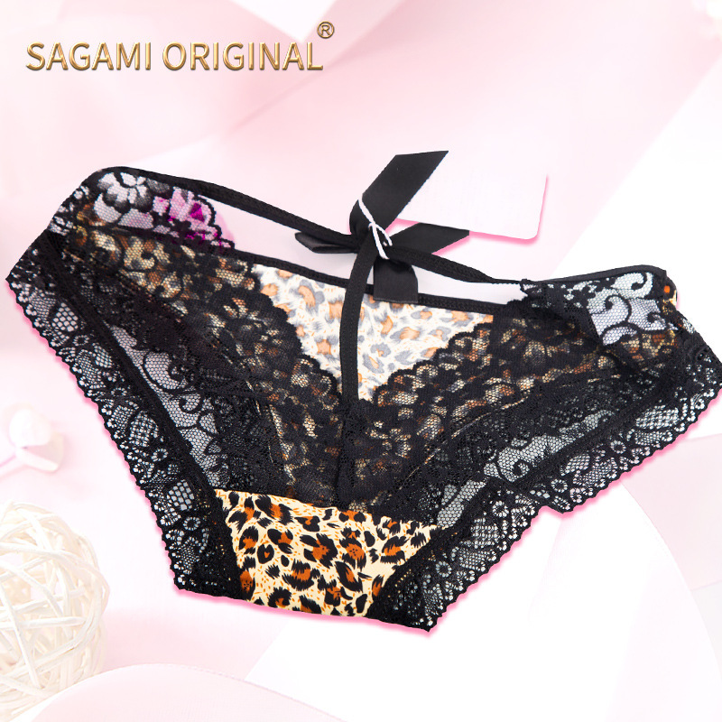 Women's Leopard Print Lace Briefs Low-Rise Ice Silk Seamless Panties - Image 4