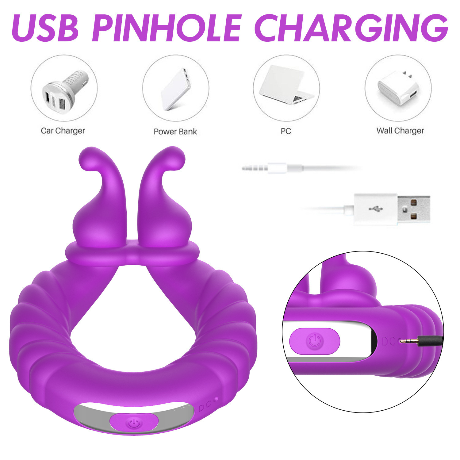 Snail Lock Ring Vibrating Couples Ring with Rechargeable Motor and Silicone Body - Image 4