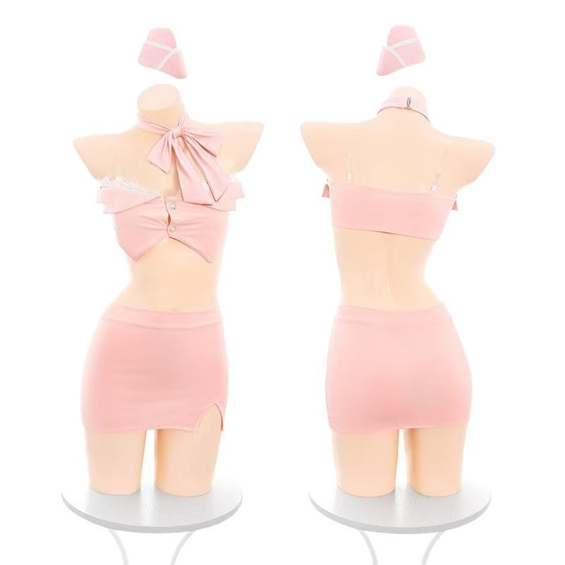 Korean-Style Stewardess Costume Set with Tube Top and Open-Back Design - Image 5