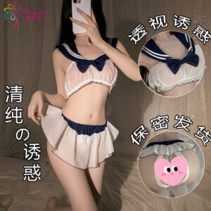Sailor Schoolgirl Role-Play Costume Set with Top, Shorts and Bow Detail
